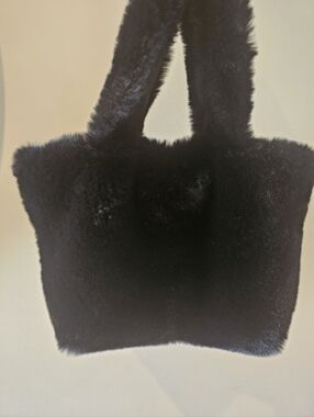 Plush Faux Fur Black Tote Bag